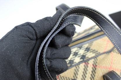 Burberry Nova Check Wool Shoulder Bag