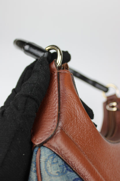 Gucci Monogram Denim Bamboo Bag (Restored)