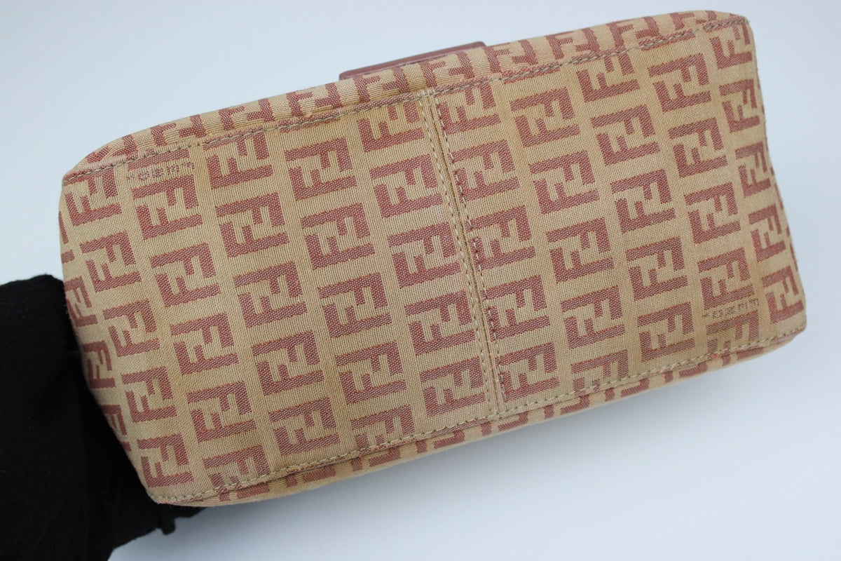 Pre-owned Fendi Zucchino Mini Baguette Bag