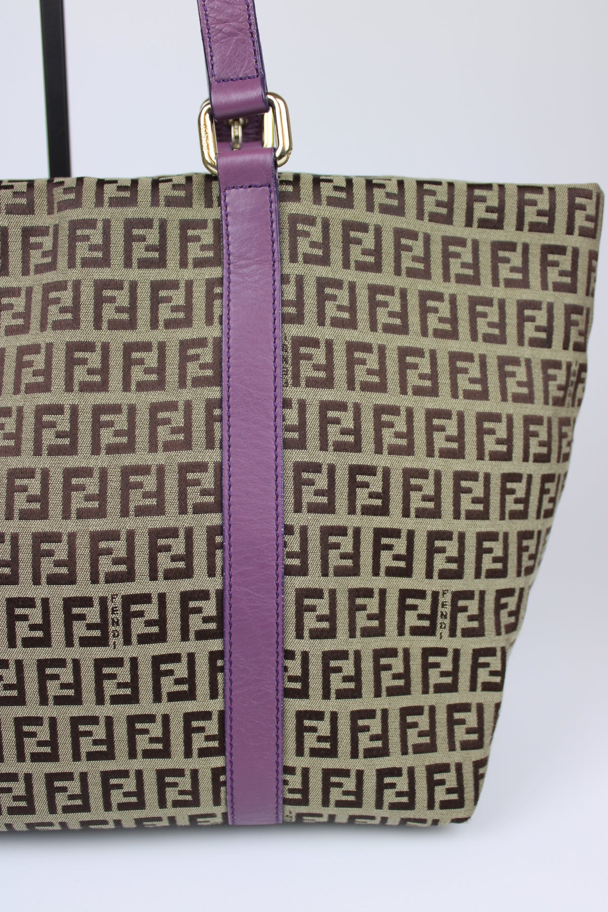 Pre-owned Fendi Zucchino Charm Tote Bag