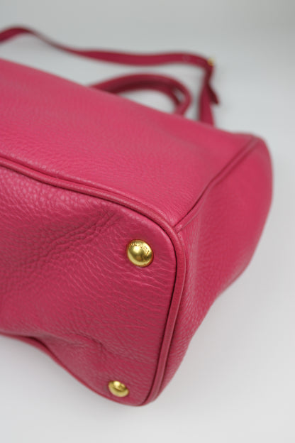 Prada Vitello Daino 2-Way Pink Tote Bag