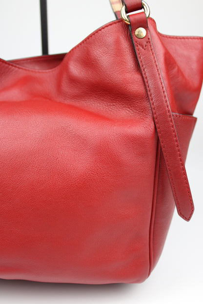 Burberry Leather Canterbury Tote Bag Red