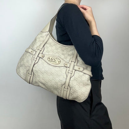 Pre-owned Gucci Monogram 85th Anniversary Leather Jackie Bag