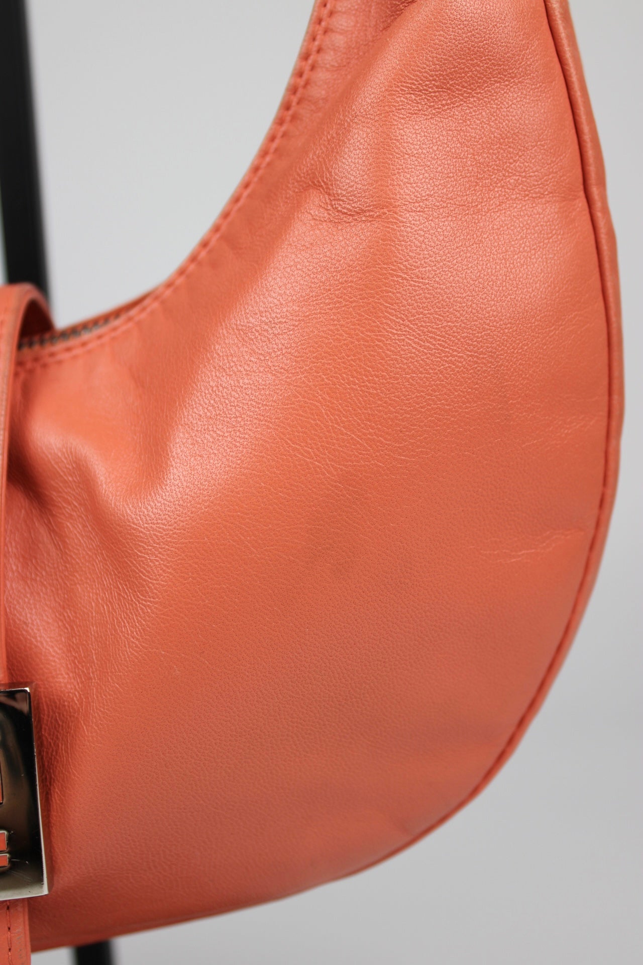 Fendi Leather Croissant Baguette Bag Coral