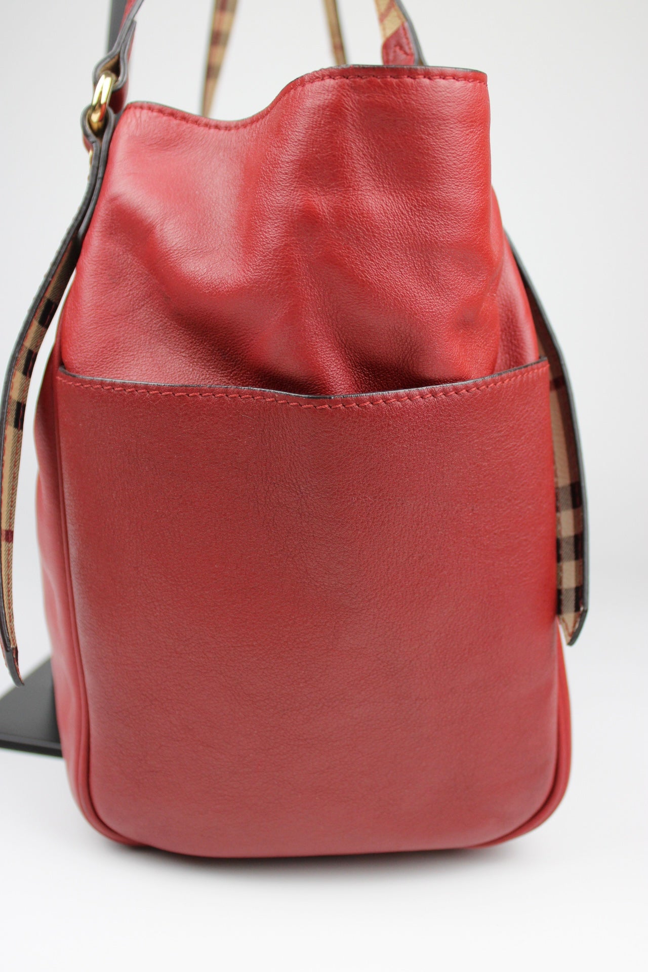 Burberry Leather Canterbury Tote Bag Red