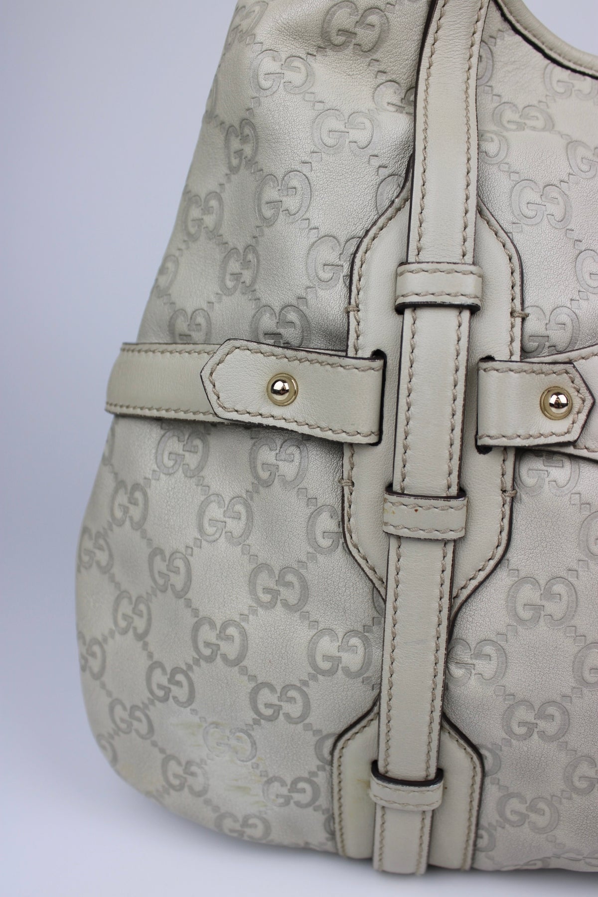 Pre-owned Gucci Monogram 85th Anniversary Leather Jackie Bag