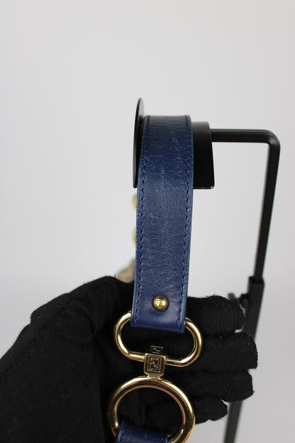 Pre-owned Fendi Zucchino Blue Hobo Shoulder Bag