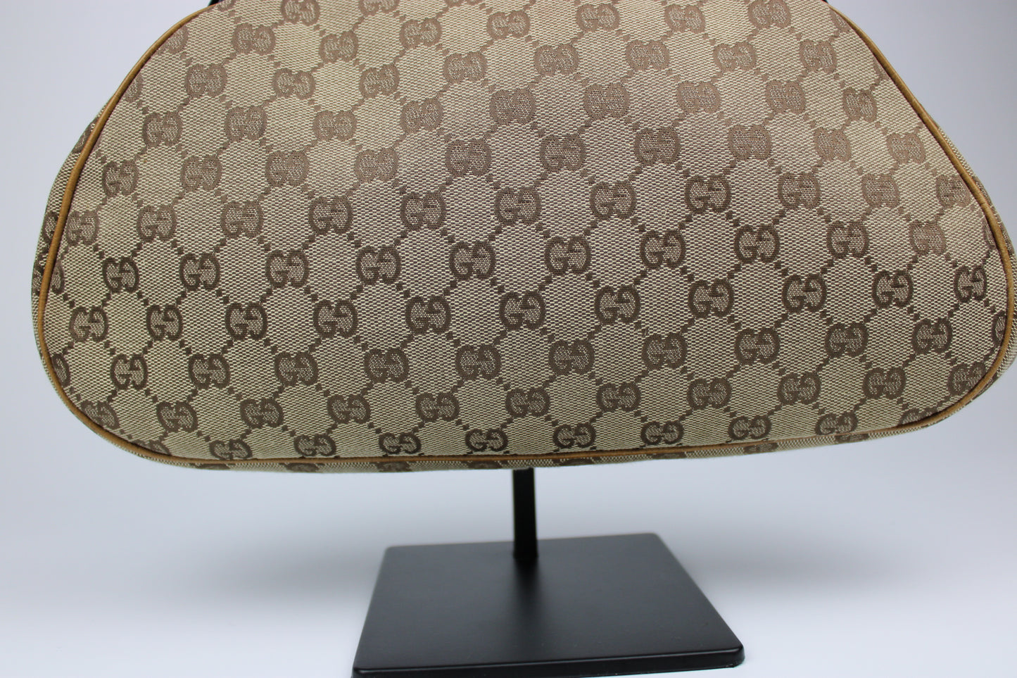 Gucci Monogram Pagoda Frame Bamboo Top Handle Bag