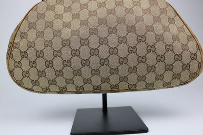 Gucci Monogram Pagoda Frame Bamboo Top Handle Bag