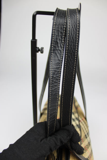 Burberry Nova Check Wool Shoulder Bag