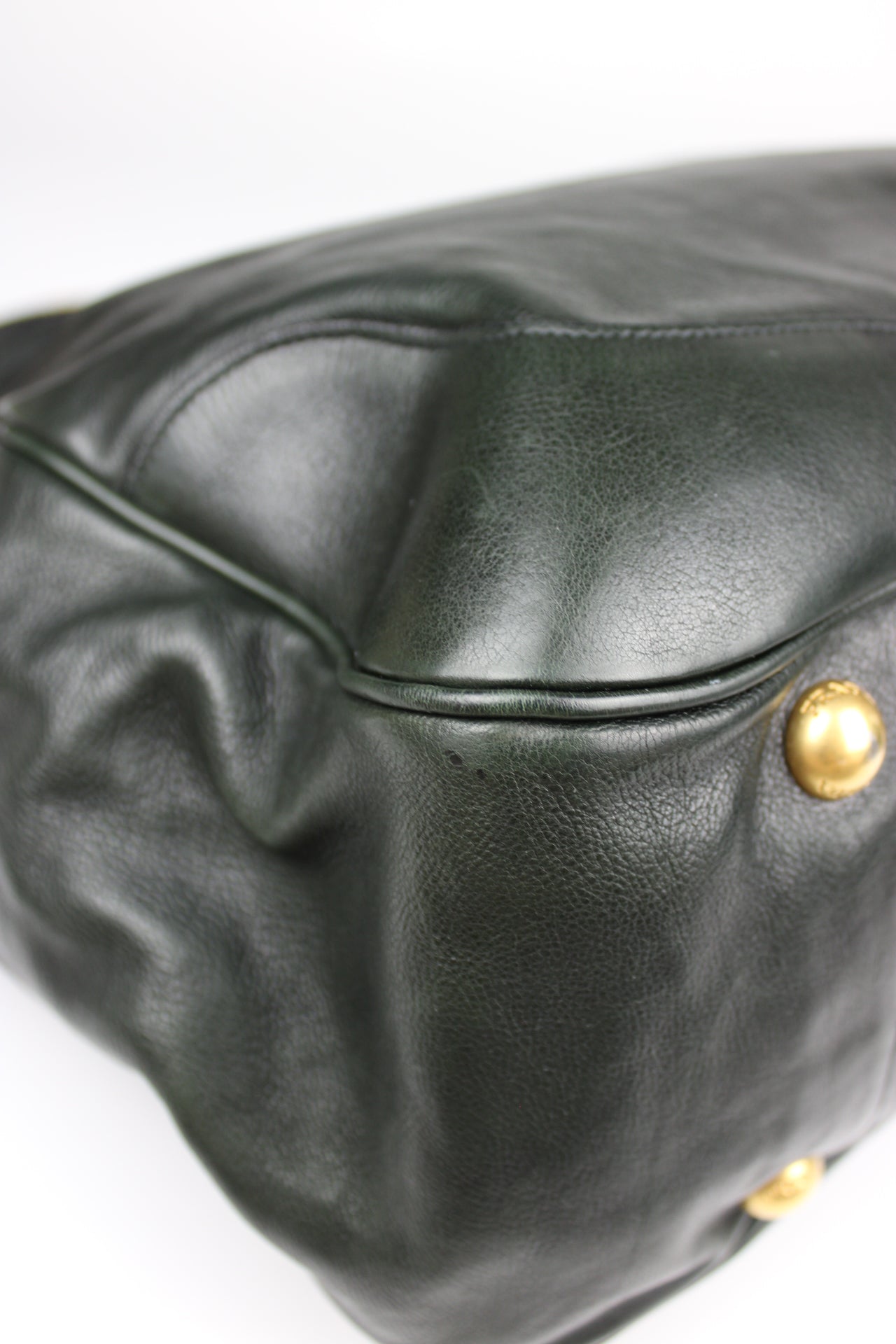 Prada Glacé Calfskin Leather Dark Green Hobo Bag 2007