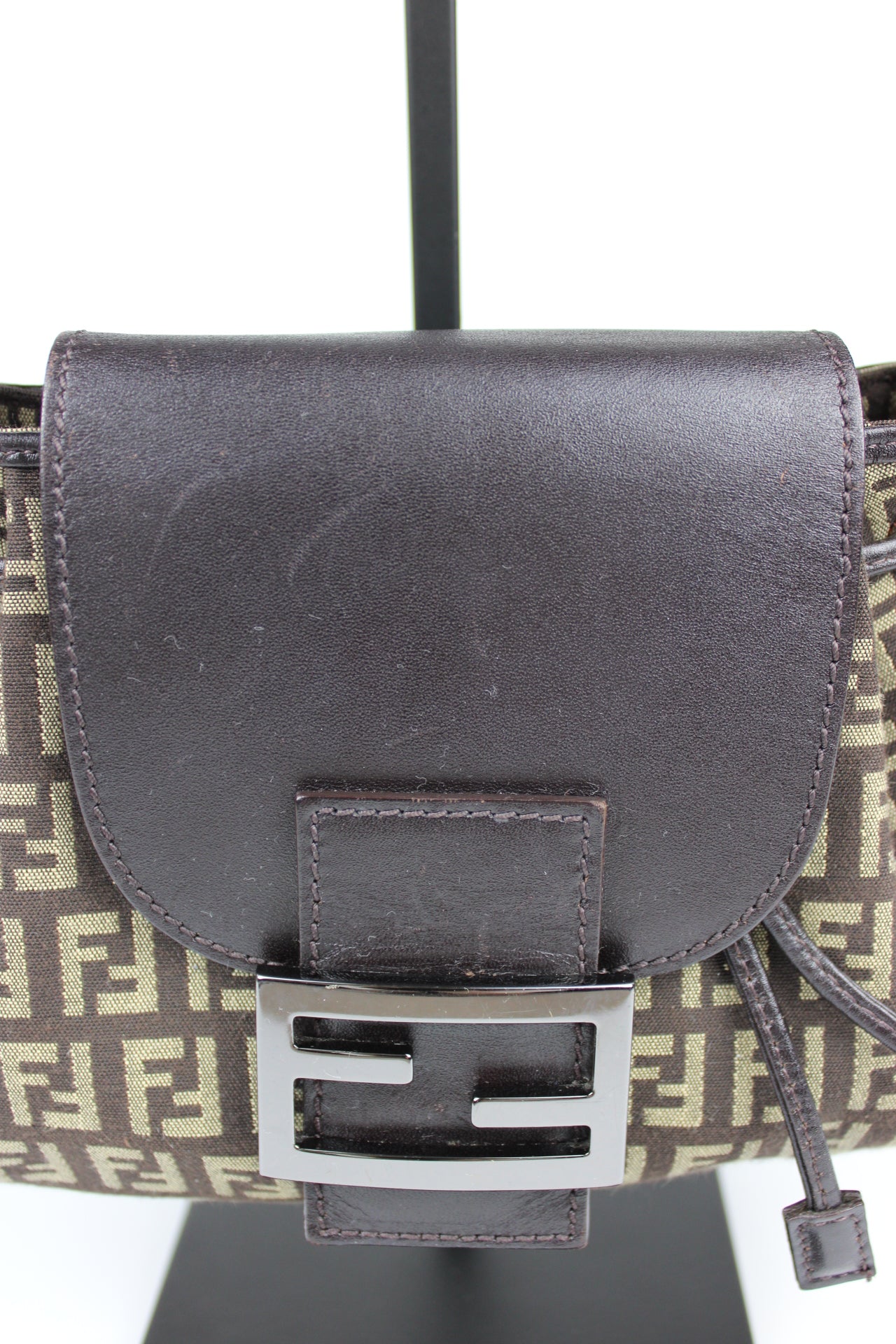 Fendi Zucchino Drawstring Baguette Bag