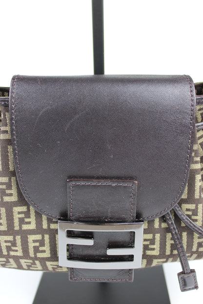 Fendi Zucchino Drawstring Baguette Bag