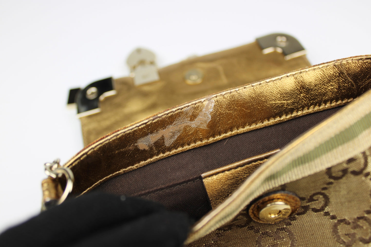 Gucci Monogram Satin Mini Pochette Bag