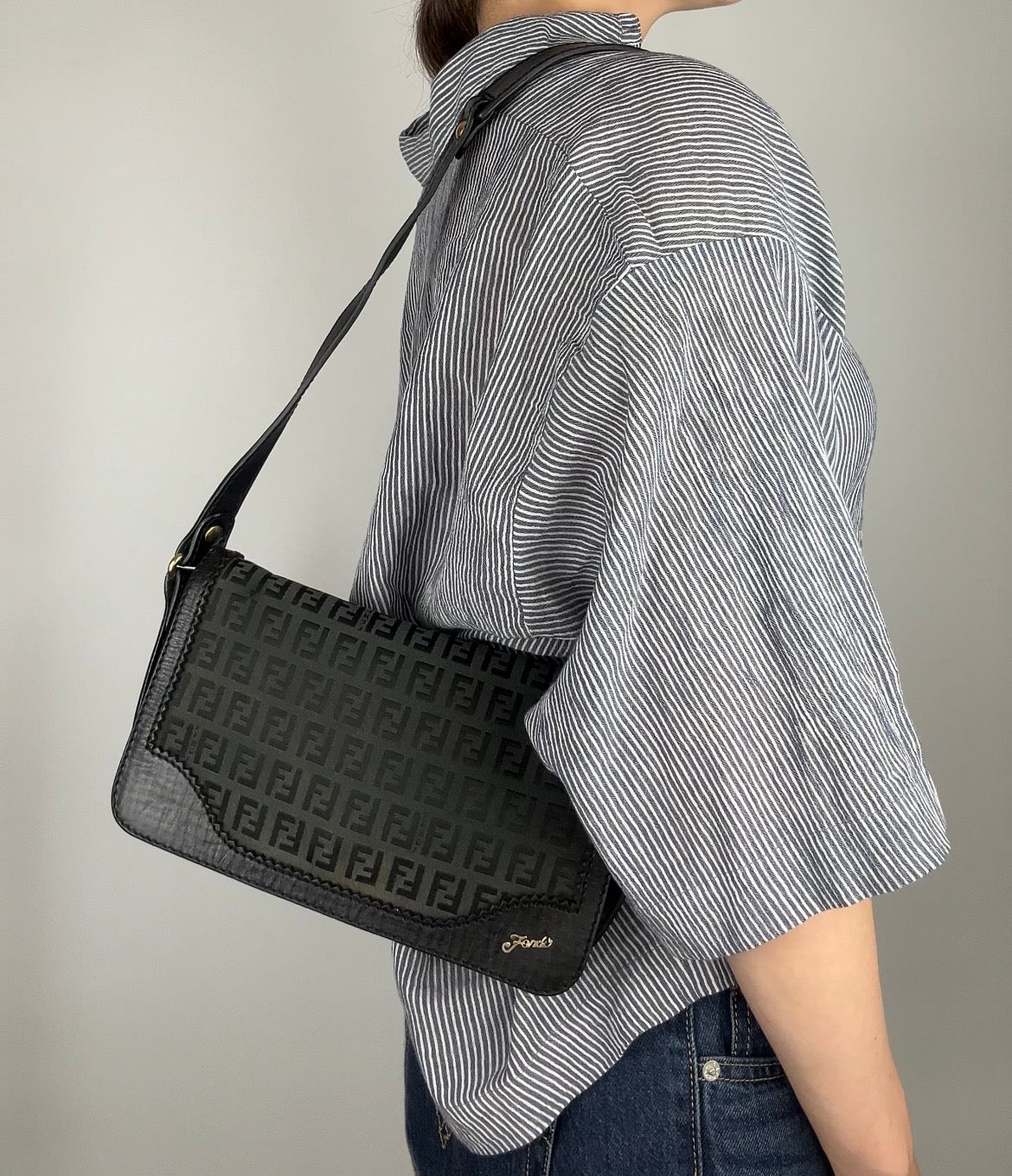 Pre-owned Fendi Zucchino Flap Shoulder Bag