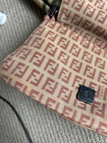 Pre-owned Fendi Zucchino Mini Baguette Bag