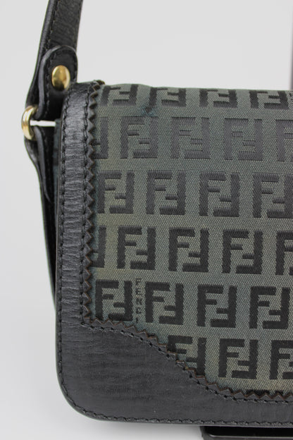 Pre-owned Fendi Zucchino Flap Shoulder Bag