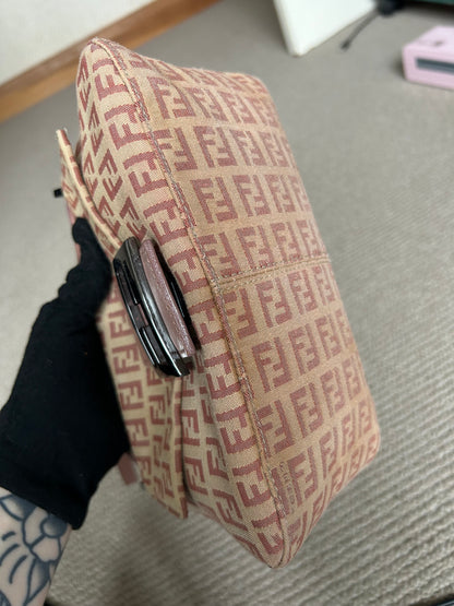 Pre-owned Fendi Zucchino Mini Baguette Bag