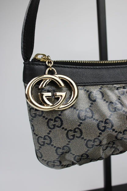 Gucci Monogram Charm Patent Pochette Bag