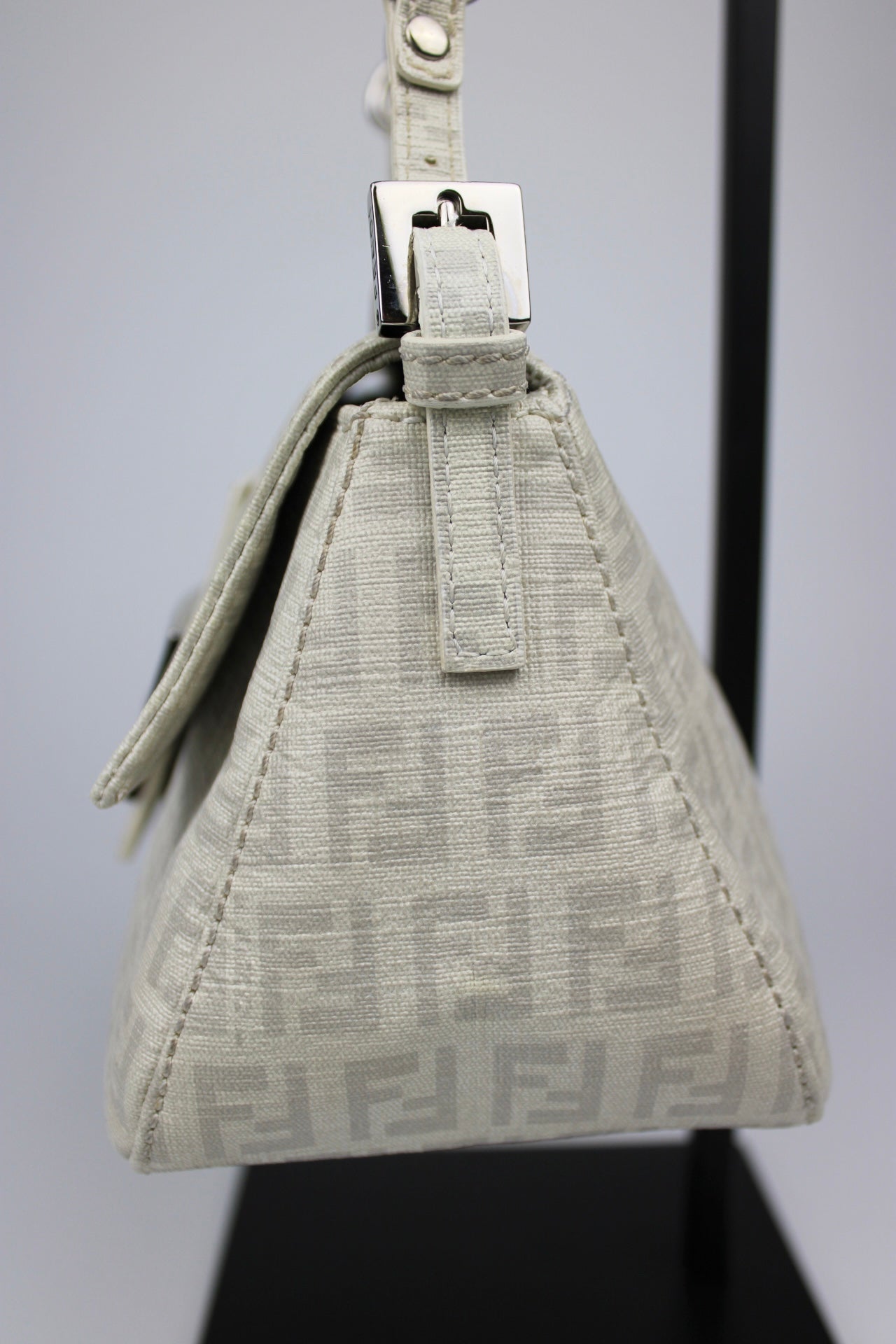 Fendi Zucchino Chain Strap Mini Baguette Bag