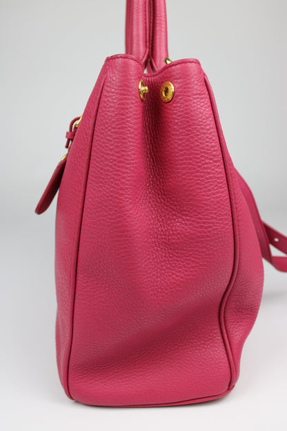Prada Vitello Daino 2-Way Pink Tote Bag