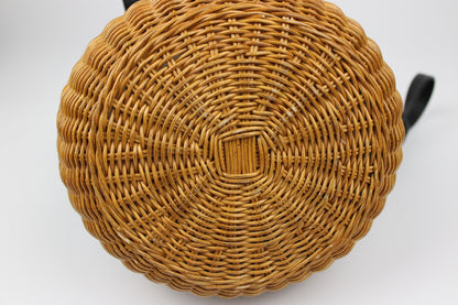 Pre-owned Miu Miu Matelasse Leather and Wicker Bucket Bag