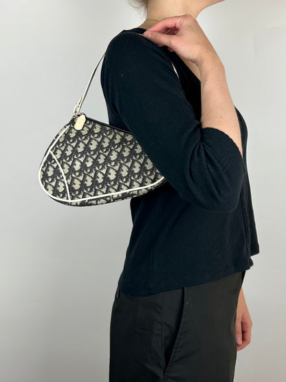 Pre-owned Dior Blue Monogram Mini Saddle Bag 2002