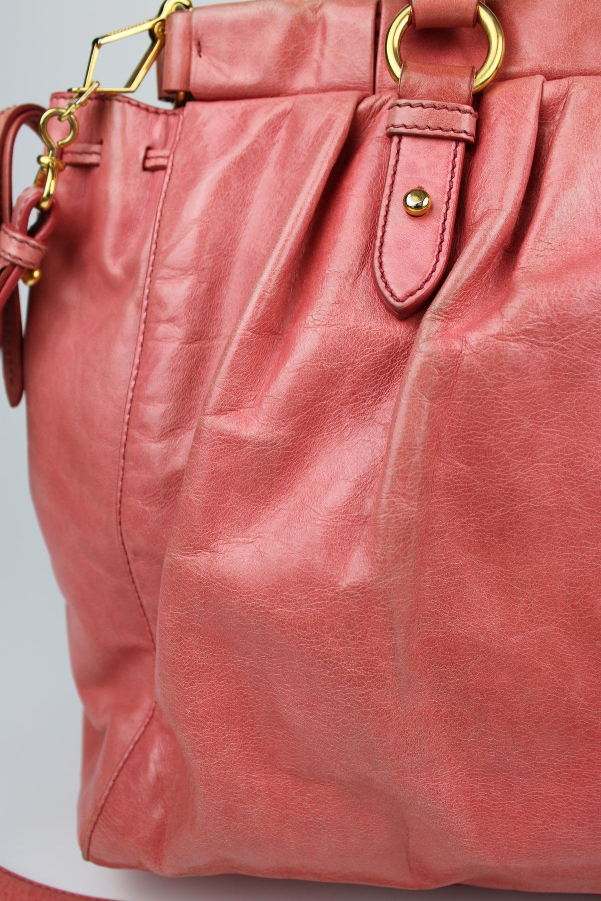 Pre-owned Miu Miu Vitello Lux Pink 2-Way Tote Bag