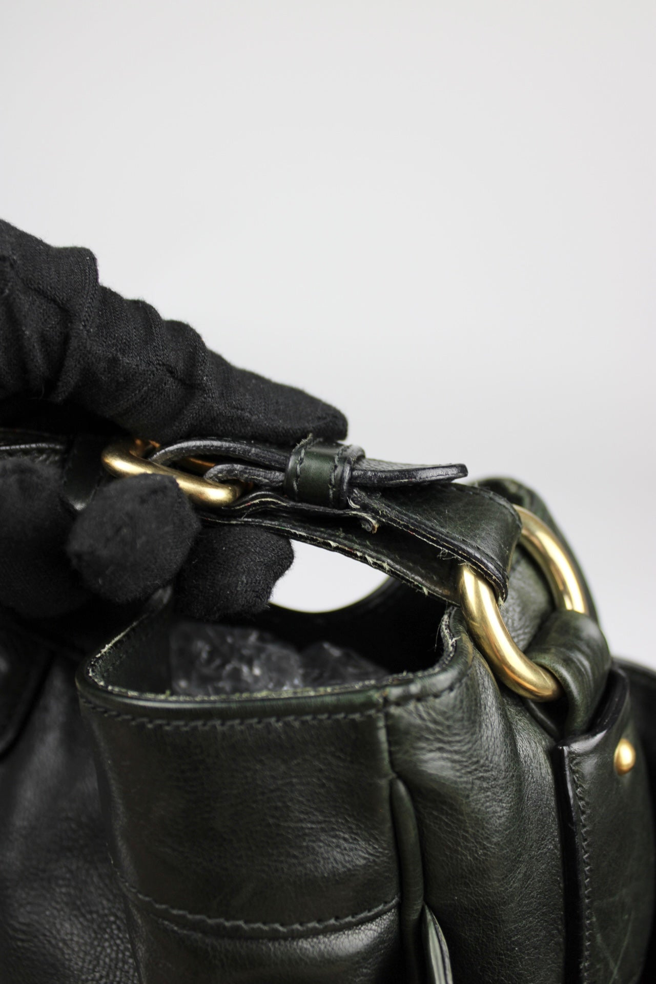 Prada Glacé Calfskin Leather Dark Green Hobo Bag 2007