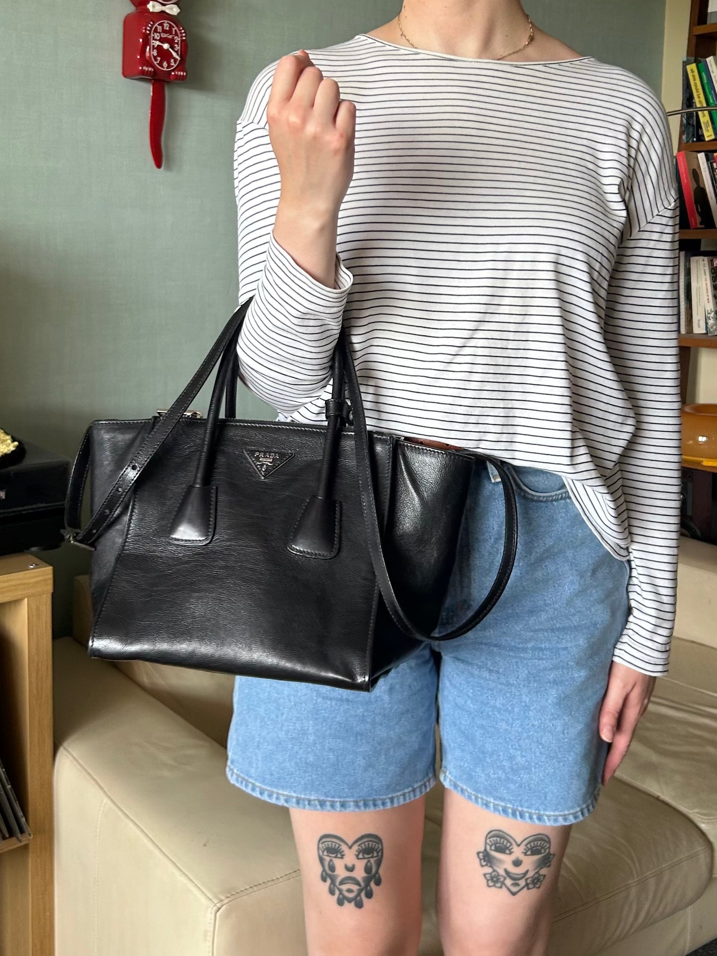 Prada Calfskin Leather Tote 2-Way Bag 2013