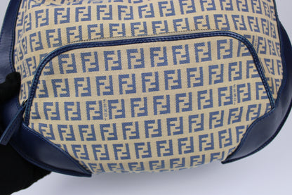 Pre-owned Fendi Zucchino Blue Hobo Shoulder Bag