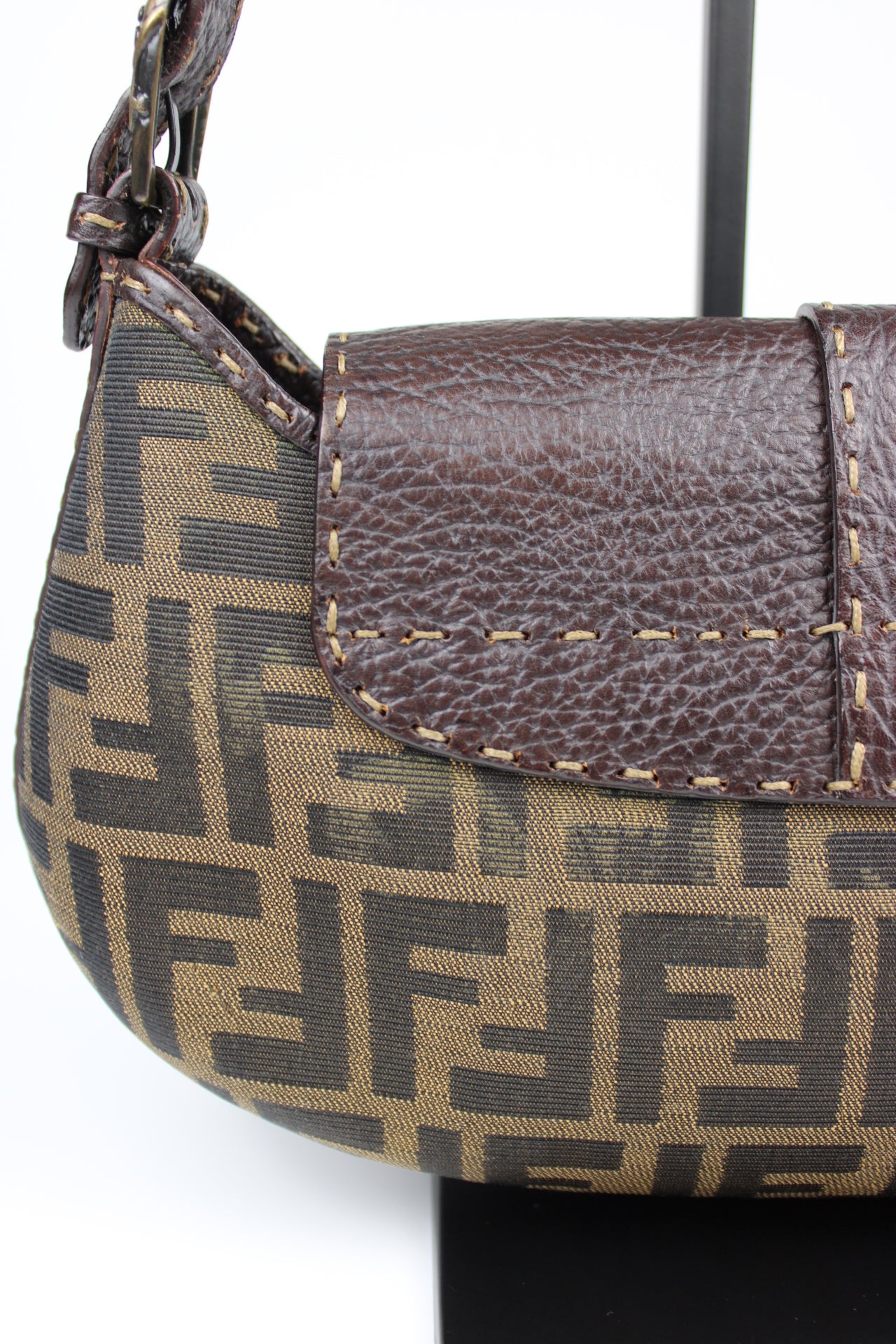 Fendi Zucca Tobacco Stondata Shoulder Bag 2007 (With Receipt)