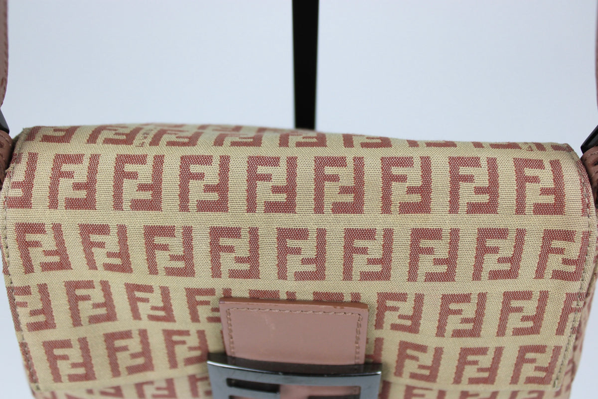 Pre-owned Fendi Zucchino Mini Baguette Bag
