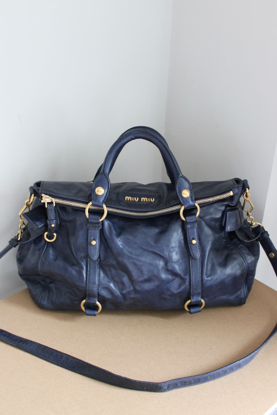 Miu Miu Navy Bow 2-Way Bag