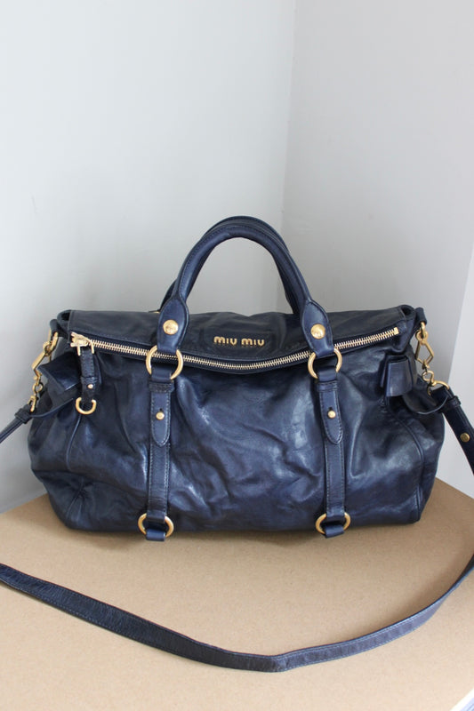 Miu Miu Navy Bow 2-Way Bag