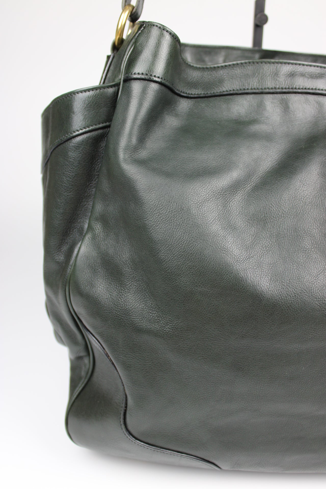 Prada Glacé Calfskin Leather Dark Green Hobo Bag 2007