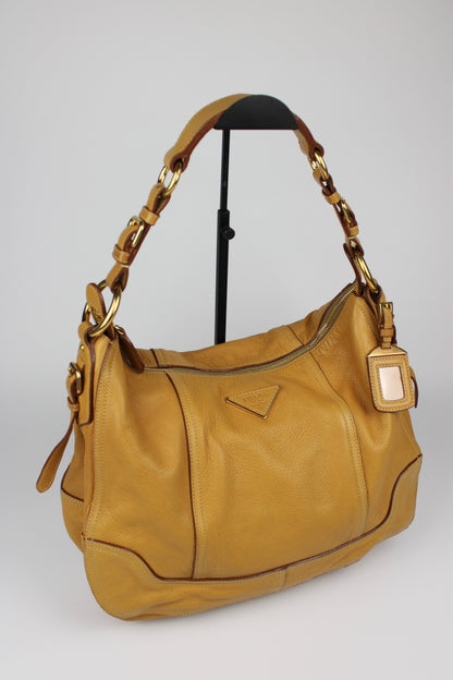 Prada Cervo Leather Hobo Bag