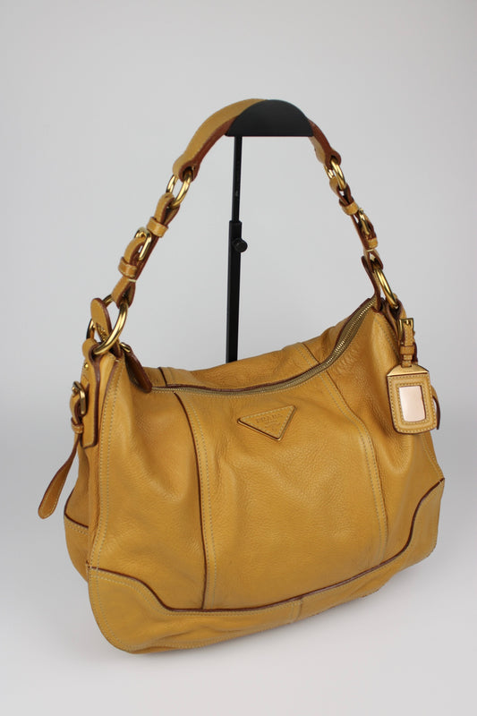Prada Cervo Leather Hobo Bag