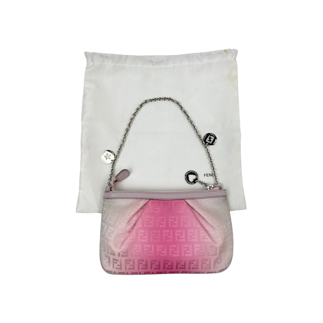 Fendi Zucchino Pochette Charm Strap Pink Bag