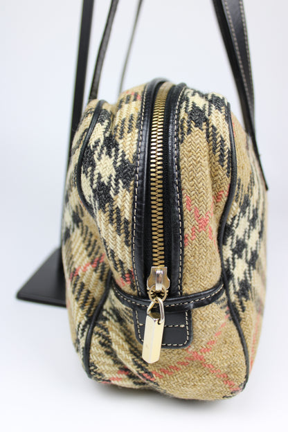 Burberry Nova Check Wool Shoulder Bag