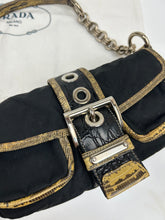 Load image into Gallery viewer, Prada Nylon &amp; Exotic Leather Baguette Shoulder Bag
