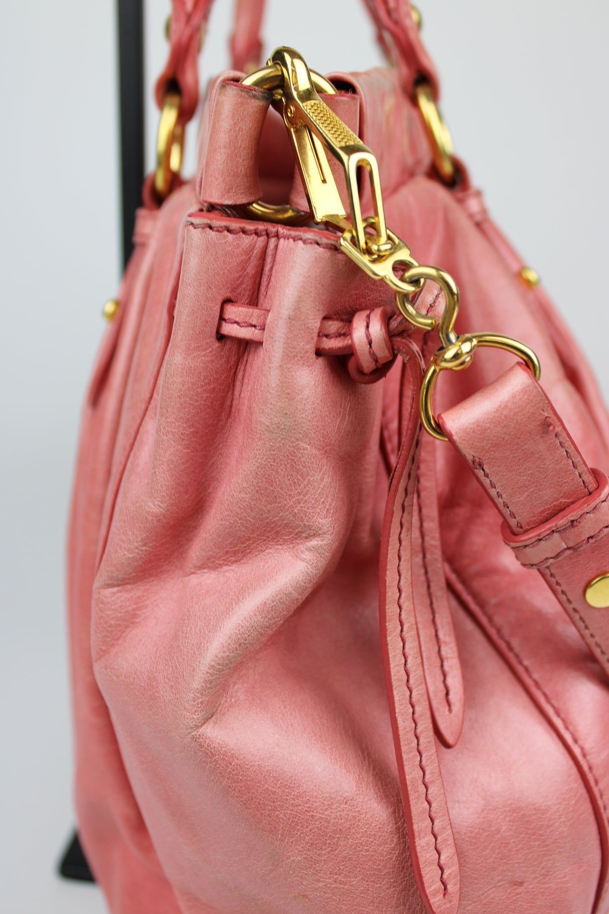 Pre-owned Miu Miu Vitello Lux Pink 2-Way Tote Bag