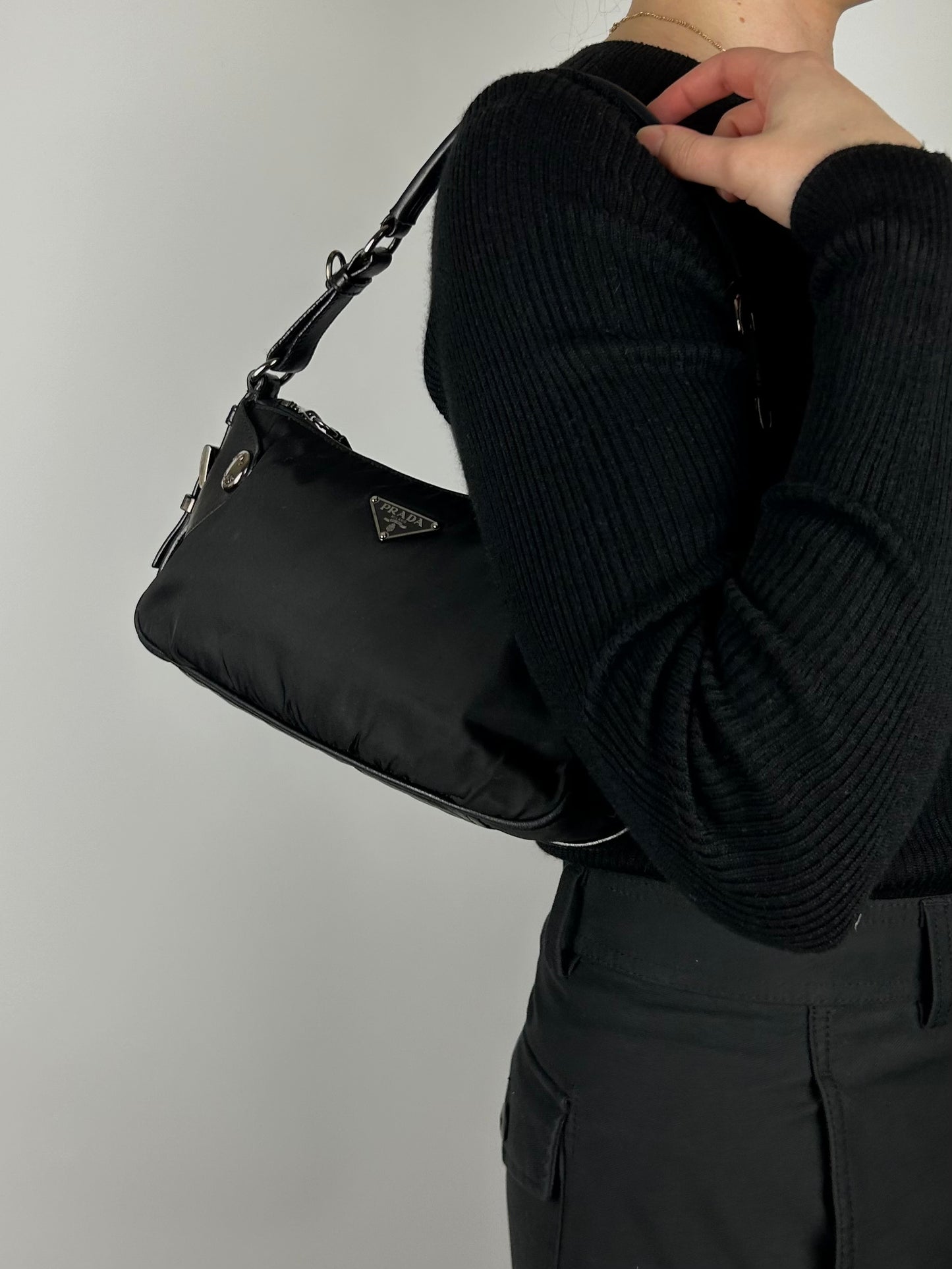 Prada Nylon & Leather Shoulder Bag