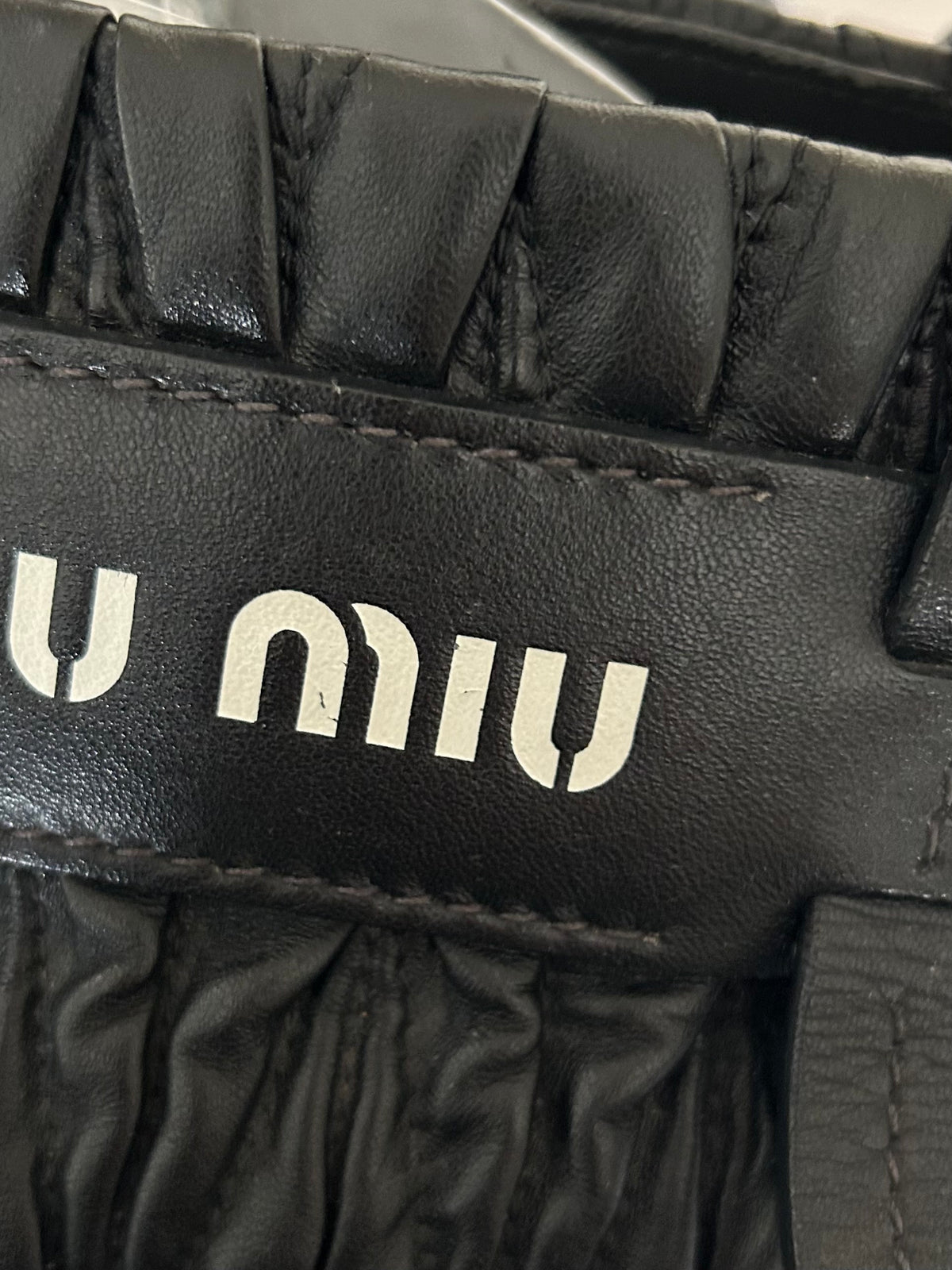 Pre-owned Miu Miu Matelasse Leather and Wicker Bucket Bag
