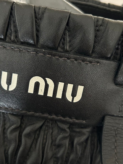 Pre-owned Miu Miu Matelasse Leather and Wicker Bucket Bag