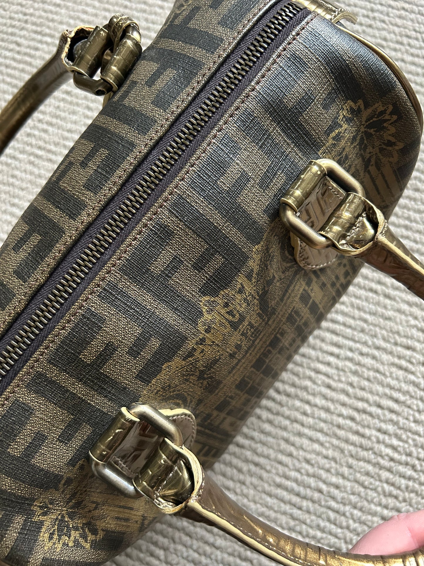 Fendi Zucca Spalmati Palazzo Print Boston Bag 2007