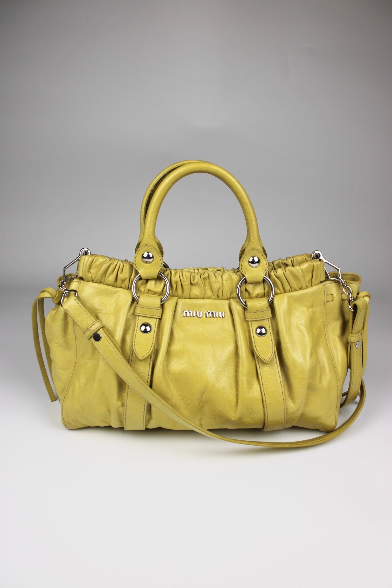 Miu Miu Yellow Vitello 2-Way Bag