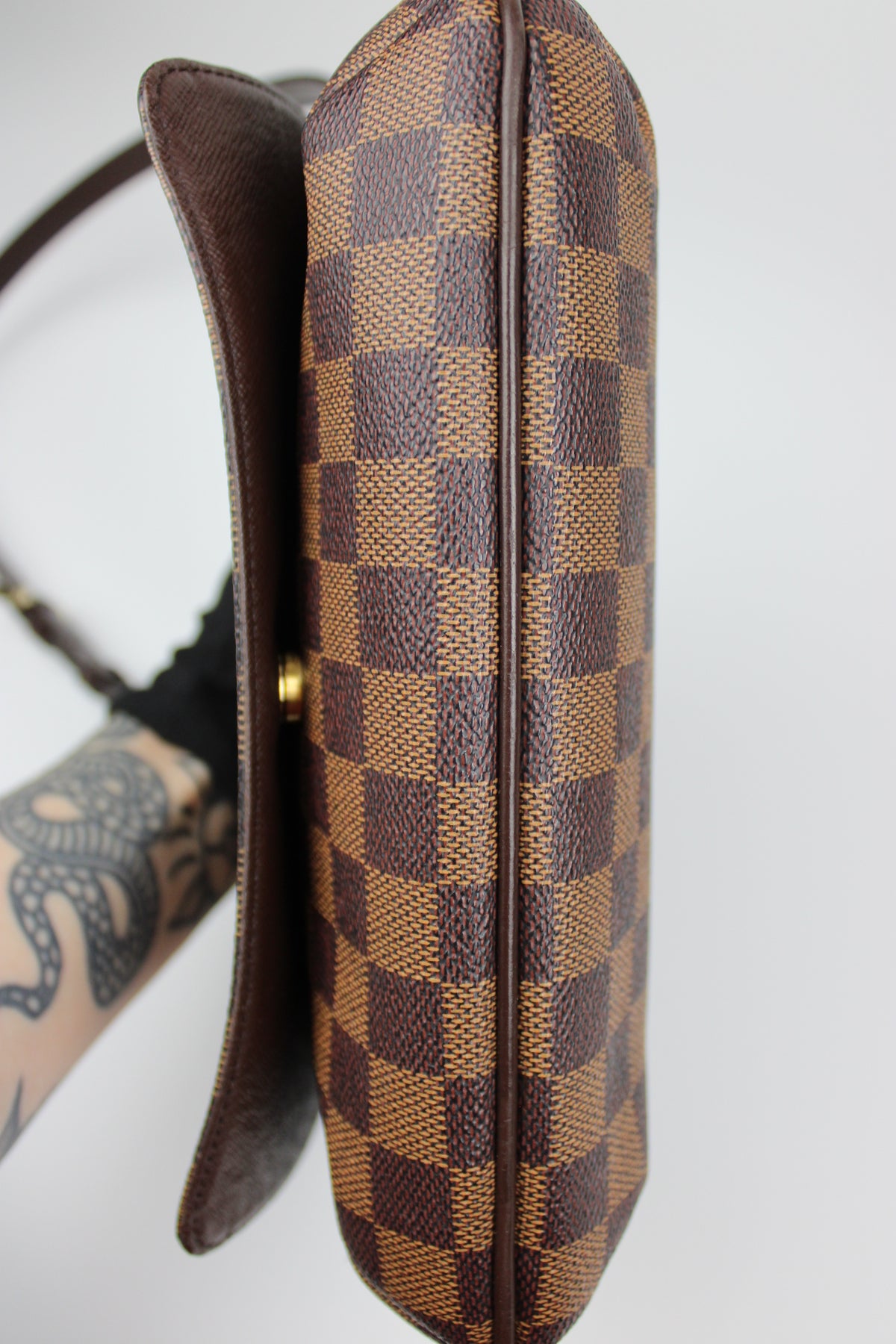 Pre-owned Louis Vuitton Damier Ebene Musette Tango Shoulder Bag 2002