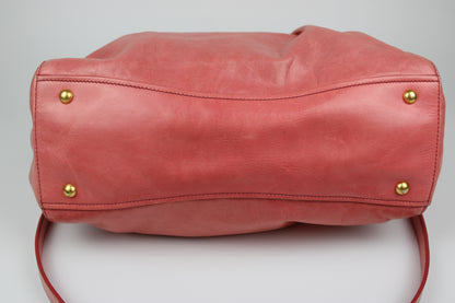 Pre-owned Miu Miu Vitello Lux Pink 2-Way Tote Bag