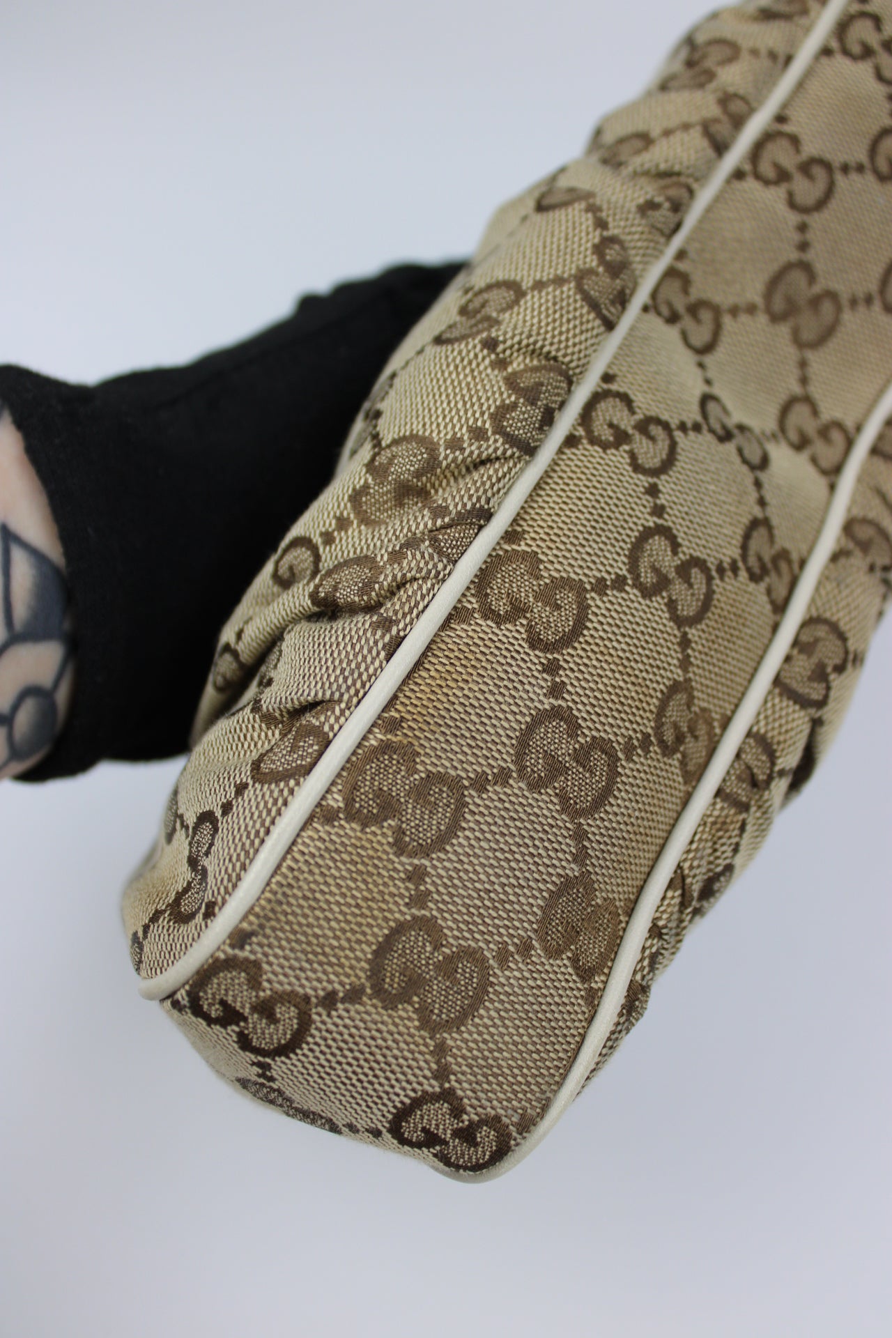 Gucci Monogram Interlocking GG Heart Charm Pochette Bag